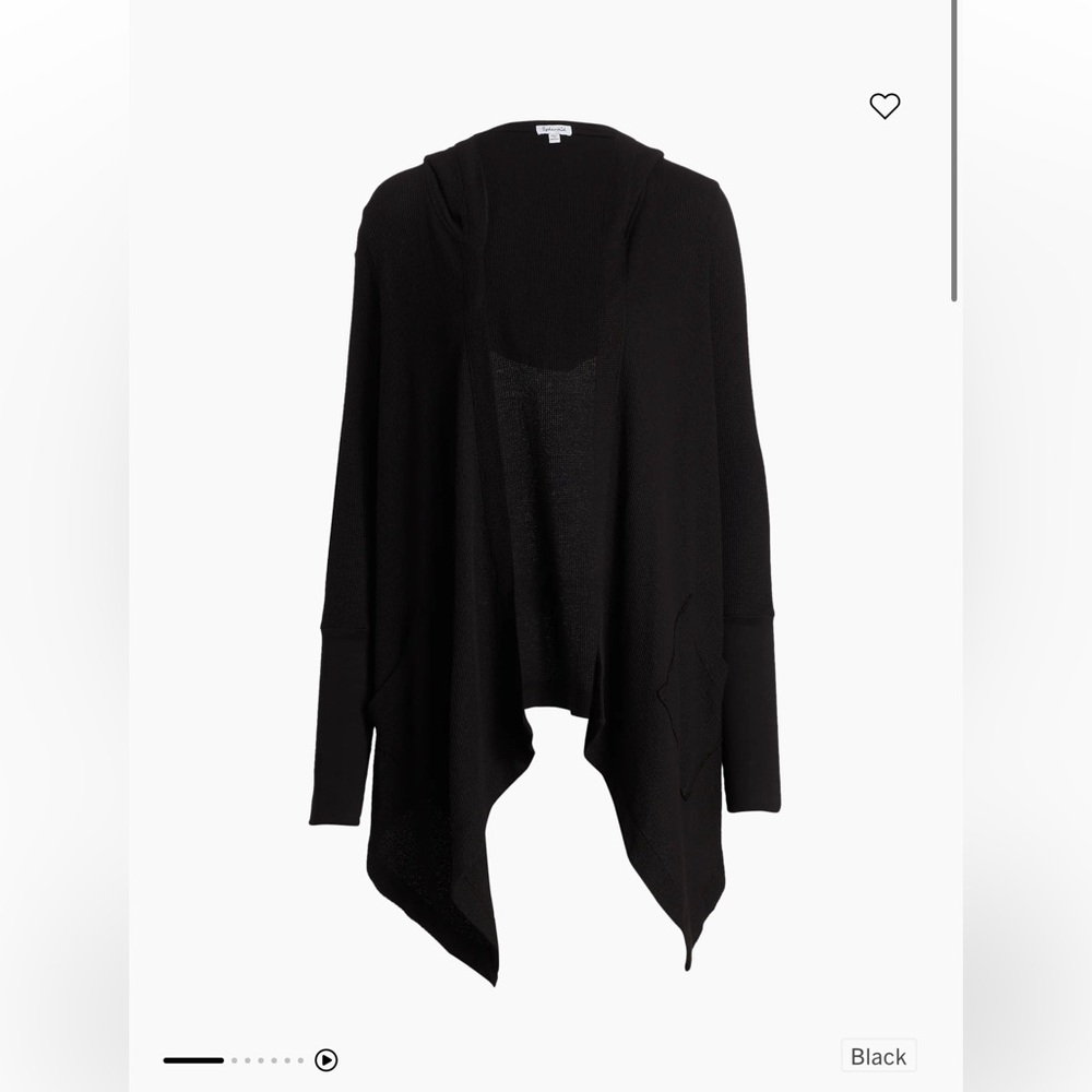 Splendid Hooded Drapes Thermal Black Women's Cardigan - Picture 4 of 7